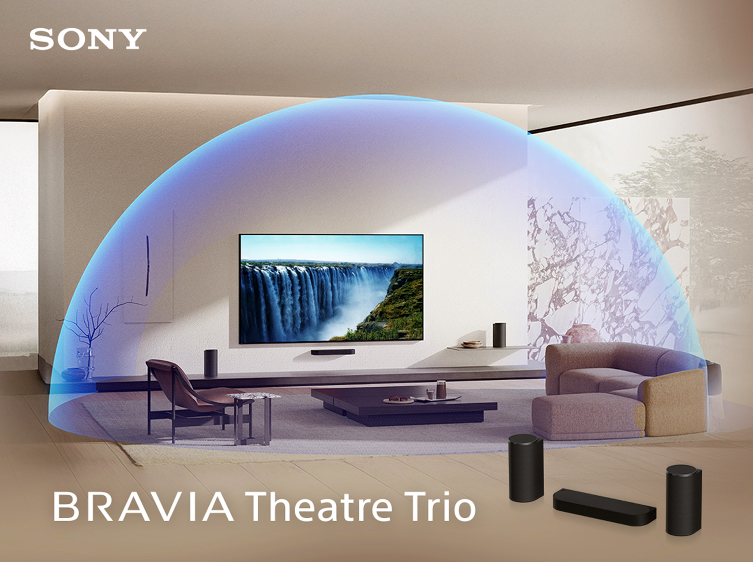 Sony BRAVIA True RGB挑戰超廣視角:創最大色彩容量 重現影院級感動 7 Sony 全新概念BRAVIA Theatre Trio三件式旗艦環繞家庭劇院。(圖/Sony提供)