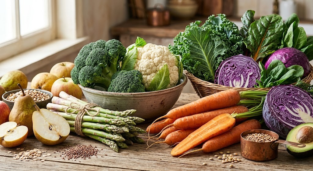 每天纖維攝取不足?9大天然高纖食材 防便秘還護心、控血糖 1 膳食纖維除了有助預防便祕,更有助降低低密度脂蛋白膽固醇(LDL,又稱壞膽固醇)、穩定血糖、增加飽足感,並降低心血管疾病及大腸直腸癌等疾病風險。(圖/AI生成)
