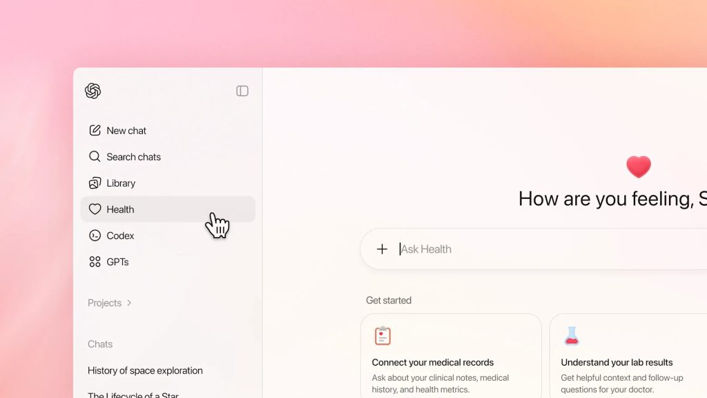 ChatGPT Health正式擴大開放 查詢量突破每週3億次 1 OpenAI宣布,正式向美國所有18歲以上用戶全面開放ChatGPT Health功能,涵蓋免費版、Go、Plus及Pro等所有方案。(圖/OpenAI)