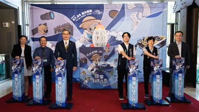 啟動儀式，左起國家太空中心朱崇惠副主任、海科館王明源館長、國研院蔡宏營院長、基隆市政府市長秘書曾冠誠、基隆市議會公關室簡寶秀主任、國研院海洋中心廖德裕主任