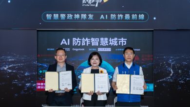 Gogolook 和雲林縣政府及警方舉辦簽約儀式，圖左起為Gogolook 董事長鄭勝丰、雲林縣縣長張麗善、雲林縣警察局局長黃富村。（圖／Gogolook提供）