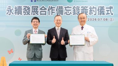 玉山銀行與醫療財團法人新光吳火獅紀念醫院簽署永續醫療合作備忘錄（MOU），以「建構綠色醫院」為主軸，透過跨域合作打造兼顧優質照護與環境友善的醫療模式。（圖／玉山銀行提供）