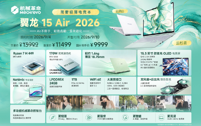 9月4日開啟預約,輕啟高能實力!(圖/取自機械革命官方微博)