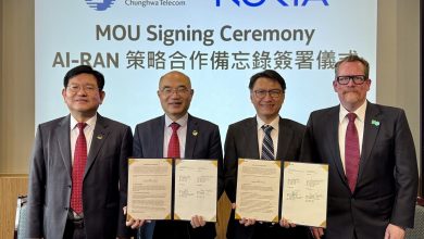 左起為中華電信總經理林榮賜、中華電信網路分公司總經理賈仲雍、台灣Nokia總經理許佳樹、Nokia副總裁Steph Delvoye。（圖／中華電信提供）