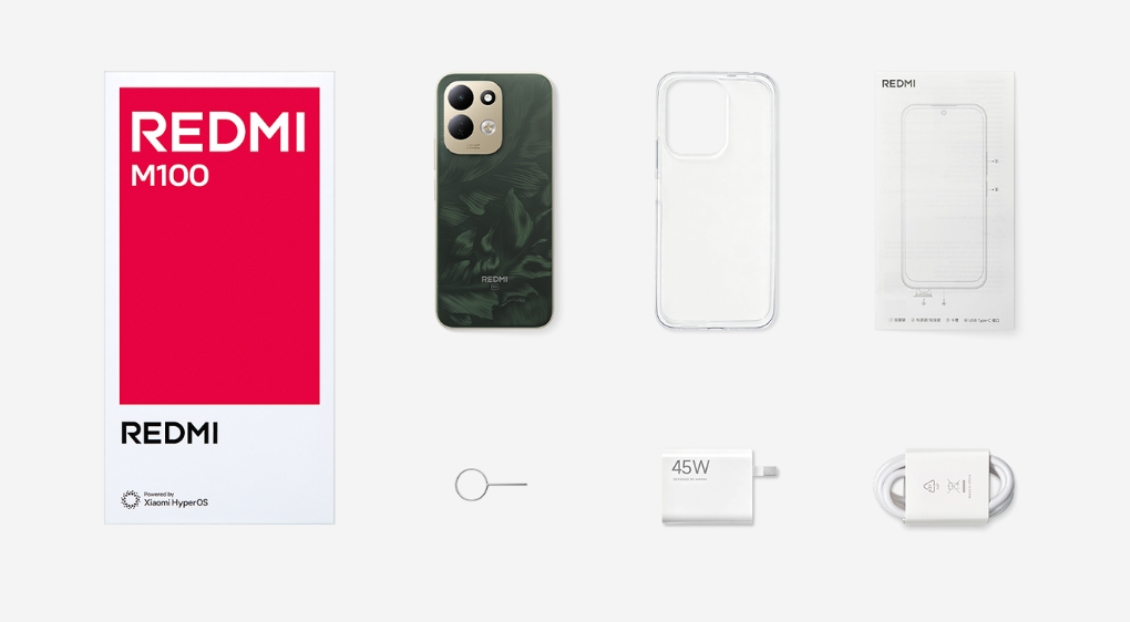 小米低調發表新機 Redmi M100 主打 7,900mAh 超大電量與反向充電 2 內容物含:手機主機 | 電源轉接器 | USB Type-C 線 | 手機保護殼 | 螢幕保護貼(出廠貼在手機上)| 卡針 | 說明書(內含三包憑證)。(圖/取自小米官網)