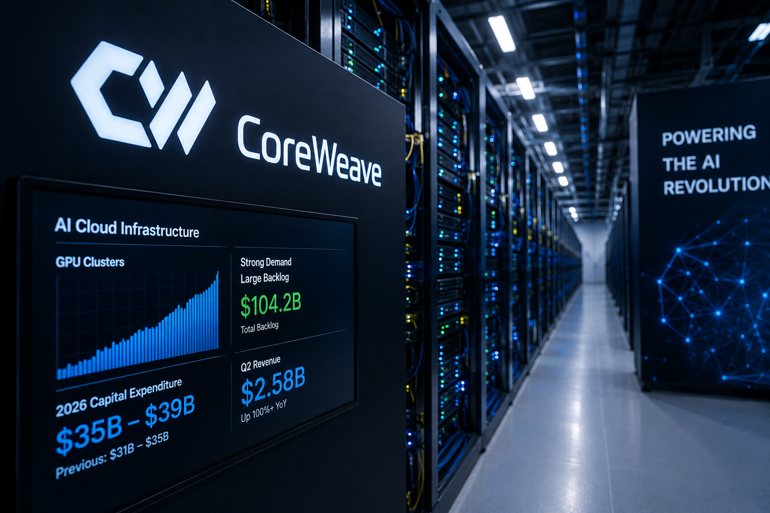 CoreWeave上修全年資本支出至390億美元 AI雲端強需、盤後漲逾14% 1 ChatGPT Image 2026年8月13日 上午09 54 28