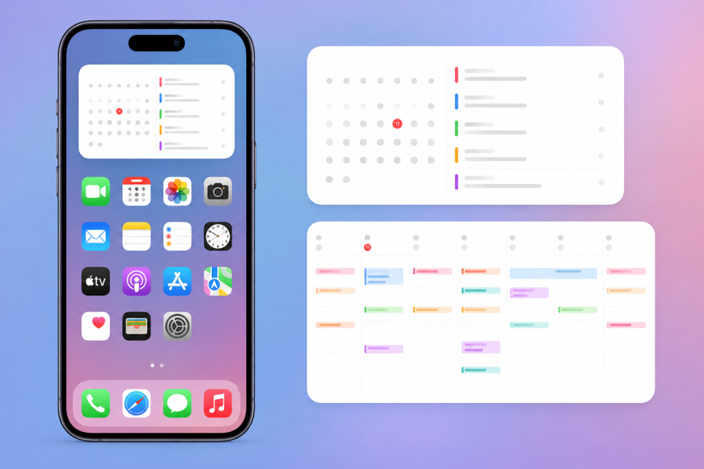 精選 7 蘋果(Apple)在iOS 27中替「行事曆」新增2款全新的超大型Widget。(圖/AI生成)