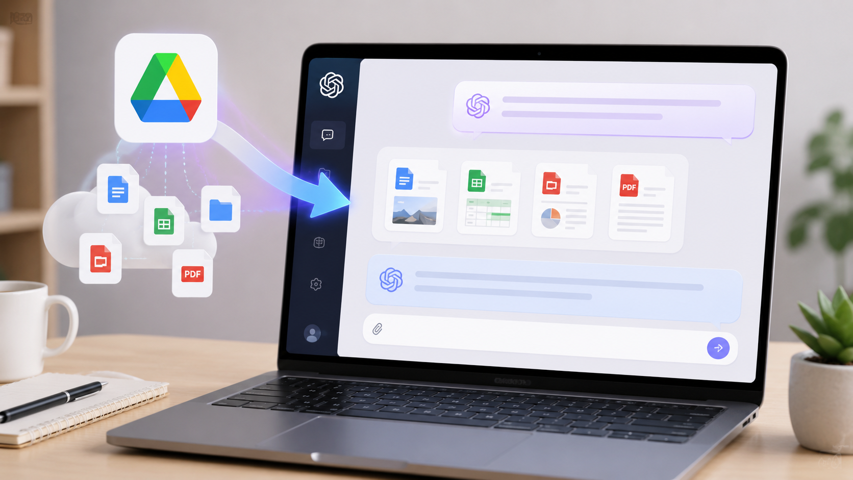 【AI工具】ChatGPT再升級!可編輯Google Drive檔案 修改內容同步回原檔 1 ChatGPT付費用戶可將Google Drive檔案加入檔案庫,直接在編輯文件。(圖/AI生成)