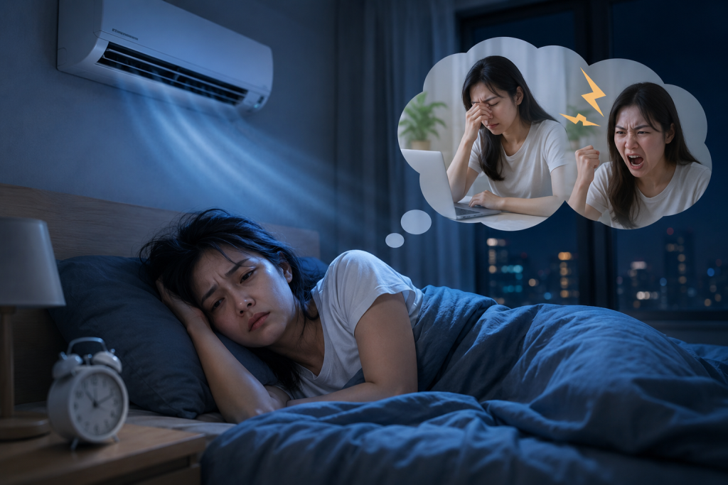 精選 1 夜間臥室溫度約20~25度C時,平均睡眠效率較佳,超過25度C後,睡眠效率會開始下降。(圖/AI生成)