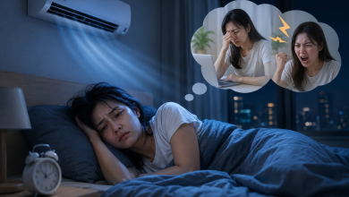 夜間臥室溫度約20~25度C時，平均睡眠效率較佳，超過25度C後，睡眠效率會開始下降。（圖／AI生成）