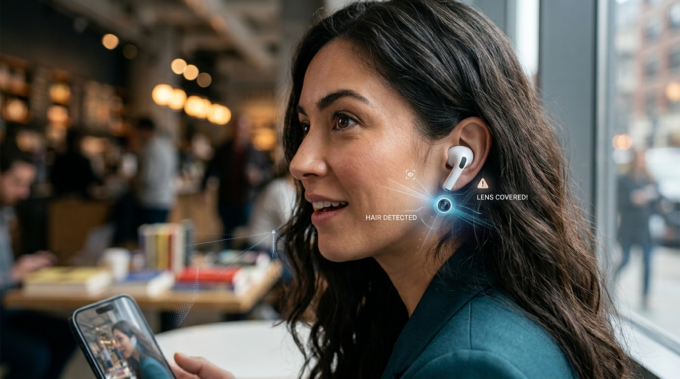 型號為 B790 的下一代 AirPods 將首次配備小型攝影機，為 Apple Intelligence 提供環境資訊。（圖／AI生成）