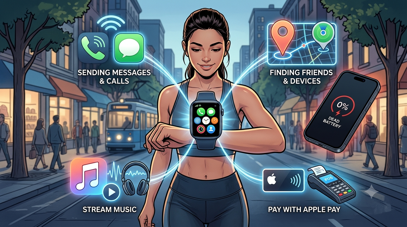 手機沒電別慌!Apple Watch擺脫iPhone仍能獨立運作的10大功能 1 Apple Watch 是目前最受歡迎的健康監測設備之一 ,即使 Apple Watch 與 iPhone 或網路連線斷開,所有功能仍然有效,因為它們會利用裝置內建的感應器。(圖/AI生成)