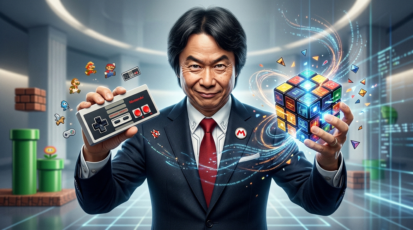 宮本茂也不太在意與其他開發者競爭，畢竟他們只是在原有遊戲類型上進行漸進式的創新。提到他真正的對手？是魔術方塊。（圖／AI生成）