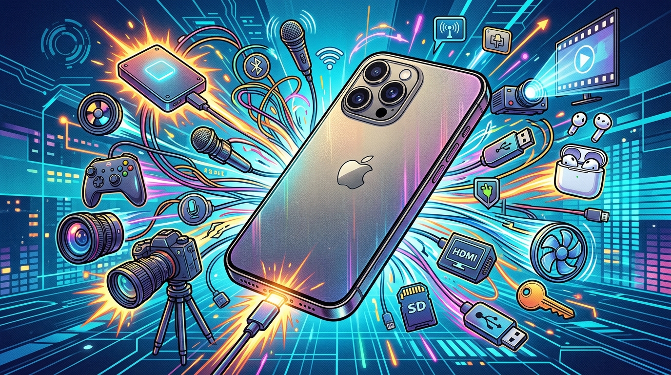 換了 Type-C 還只拿來充電?iPhone USB-C 介面 12 項多元應用全解析 1 蘋果在 iPhone 15 及更新機型中推出了自己的反向無線充電方案,該方案透過 USB-C 介面實現。(圖/AI生成)