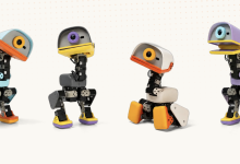Hugging Face最新發表一款外型酷似小鴨的開源機器人Microduck。（圖／截取自Microduck）