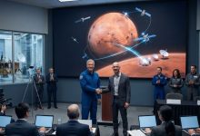 NASA宣布，選定Blue Origin負責開發及交付「火星電信軌道器」。（圖／AI生成）