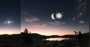 9/8月掩木星登場 天空上演「星月躲貓貓」 金星、心宿二接力登場 1 9月天象接連登場,月亮將沿著黃道運行,陸續與木星、軒轅十四、金星、心宿二及昴宿星團發生月掩。(圖/AI生成)