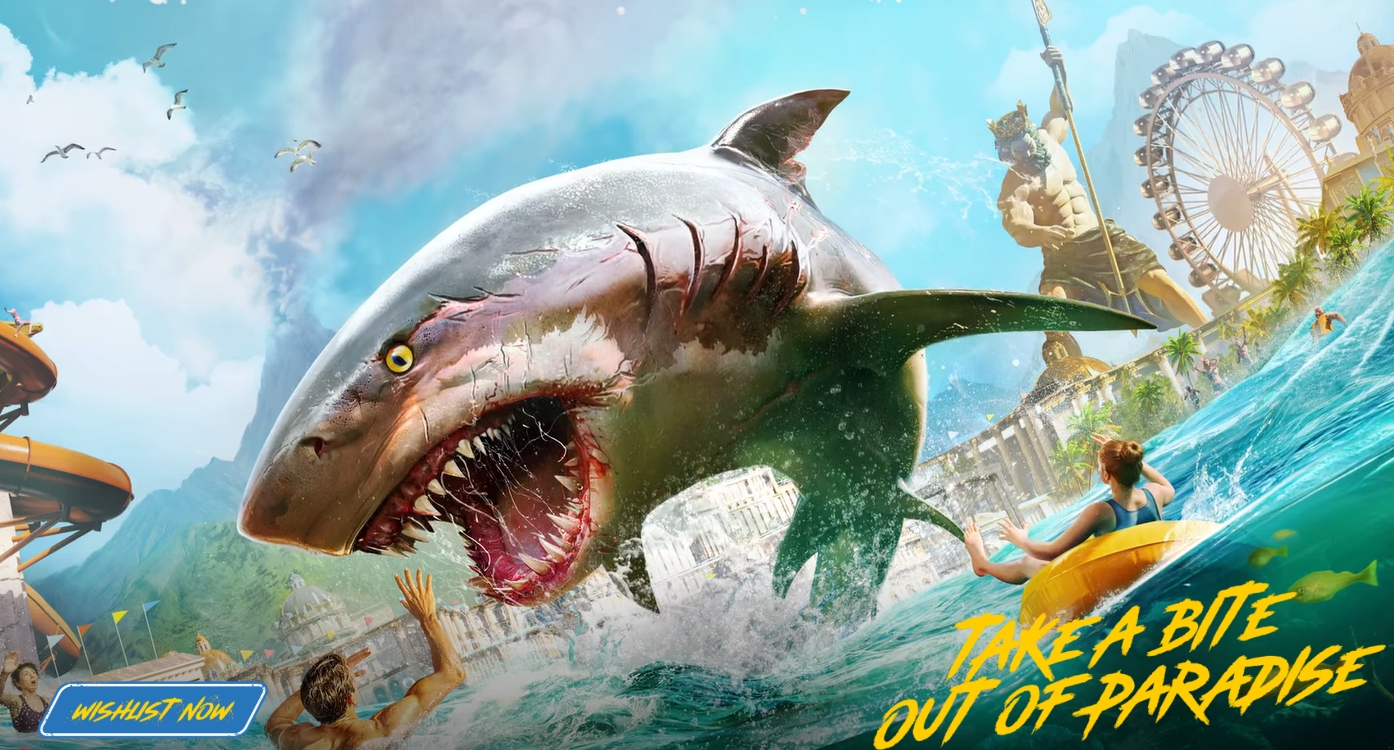 爆紅 ShaRkPG《Maneater 2》強勢回歸！吞食、探索、進化，設法逃出「海神國度」限定邀請制的搶先體驗活動。這座超奢華海濱主題樂園注定要出大災難，而你，就是那場災難。（圖／取自maneatergame官網）
