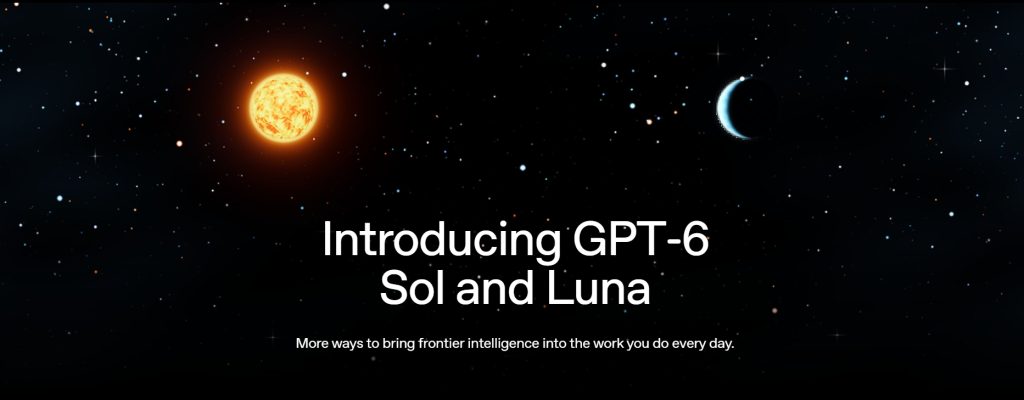 OpenAI發布GPT-6新模型Sol與Luna 成本降一半溝通更自然 1 OpenAI發布GPT-6家族兩款新模型GPT-6 Sol與Luna。(圖/取自OpenAI)