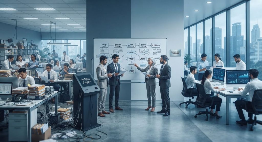 精選 3 企業若只急著導入AI,卻沒有先檢視自身的工作方式,可能反而難以發揮科技效益。(圖/AI生成)