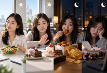 白天吃健康餐、下午甜點也忍住，到了晚上卻想吃鹹酥雞、洋芋片。（圖／AI生成）