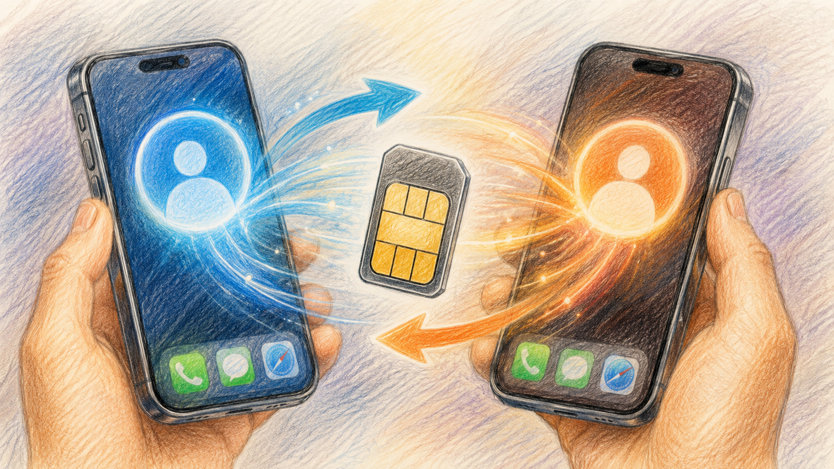 iOS 27全新iPhone Handoff實現單一門號雙機無縫切換 輕鬆搞定號碼共享 1 用戶的主 eSIM 卡將保留在主 iPhone 上,而備用 iPhone 將獲得一個備用 eSIM 卡,讓用戶可以在使用同一個電話號碼的同時在兩台裝置之間來回切換。(圖/AI生成)