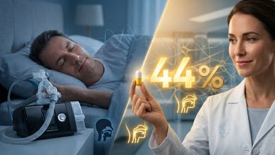 持續性呼吸道正壓通氣（CPAP）仍是治療阻塞性睡眠呼吸中止症（OSA）的黃金標準，但許多患者難以忍受，而AD109 可以為那些無法或不願使用 CPAP 的患者提供另一種選擇。（圖／AI生成）