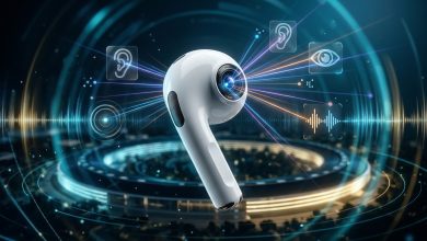 蘋果傳開發搭載鏡頭 AirPods 透過視覺追蹤提升空間音訊體驗 3 蘋果的 AirPods 耳機配備鏡頭,可透過偵測配戴者註視的螢幕位置來提升 iPhone 和其他蘋果裝置的空間音訊體驗。(圖/AI生成)