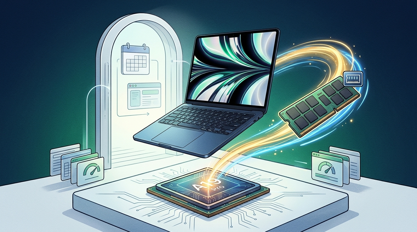 MacBook Neo 2 發表時程曝光!傳升級 A19 Pro 晶片與 12GB 記憶體 1 MacBook Neo 和 MacBook Air 預計明年將迎來升級/更新。據說 MacBook Neo 2 的基本款將搭載 A19 Pro 晶片,並配備更大容量的內存。(圖/AI生成)