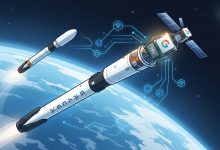 Google首度將自家TPU AI晶片送入低地球軌道，搭乘SpaceX的火箭升空正式展實測。（圖／AI生成）