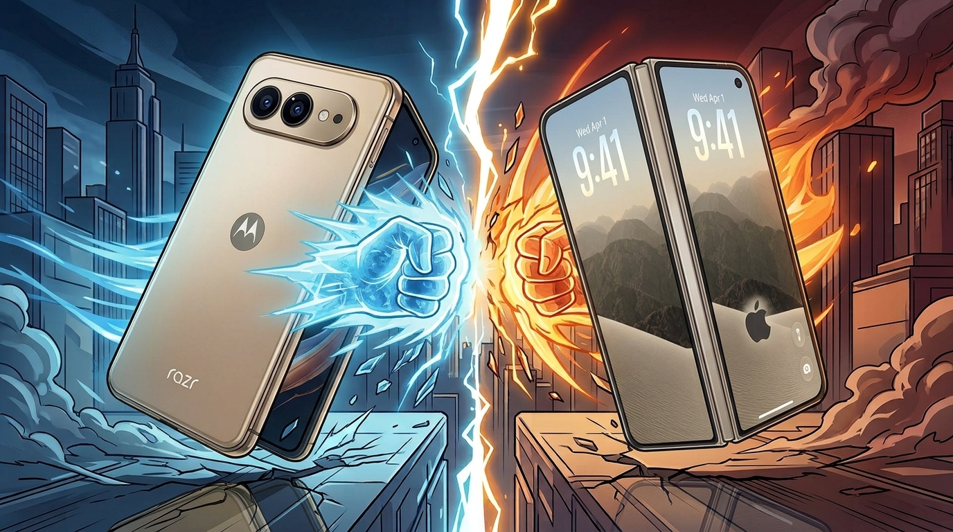 摩托羅拉現在還計劃推出一款名為 Razr Flex 27 的手機,與更緊湊的 Galaxy Z Fold8 或蘋果 iPhone Duo 展開競爭。(圖/AI生成)