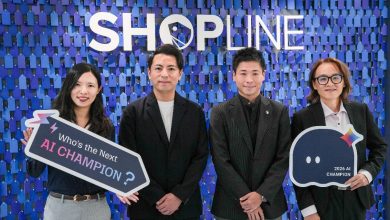從趨勢到落地實戰!SHOPLINE 助力零售品牌搶攻 AI 商機 3 SHOPLINE 迎接 AI 零售新時代,由 AI 轉型經理 Angela、產品副總賴哲文、台灣總經理葉力維及全球資安長李彥民(由左至右)。(圖/SHOPLINE提供)