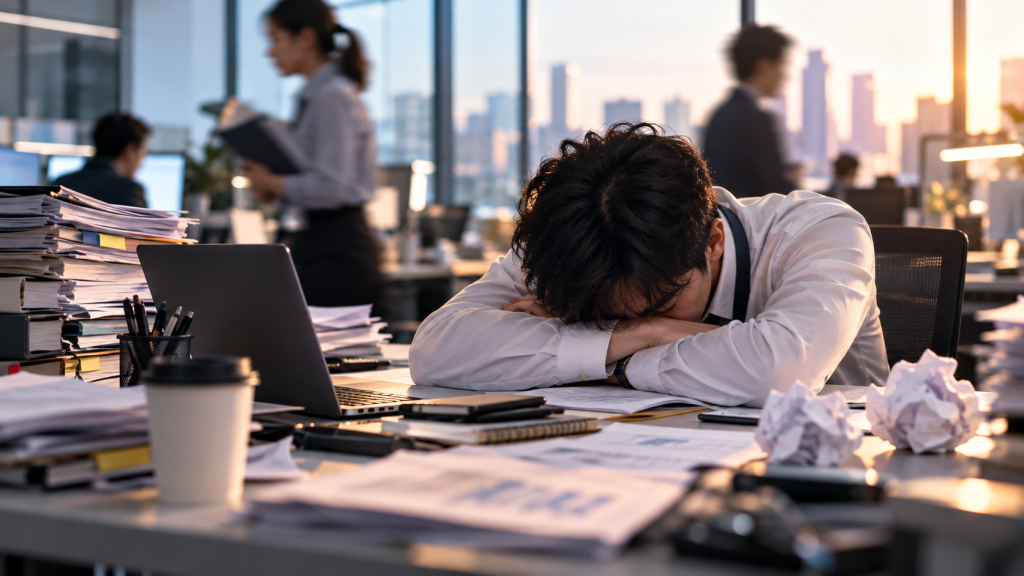 人力不足、工作量過高以及不佳的領導方式，都是阻礙員工維持長期穩定工作表現的因素。（圖／AI生成）