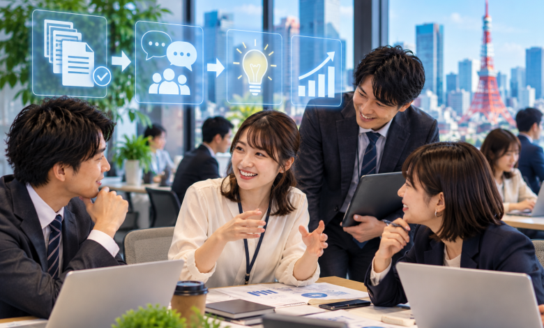 日本調查顯示，66.3%工作者因AI省下工作時間，並優先投入溝通對話。（圖／AI生成）